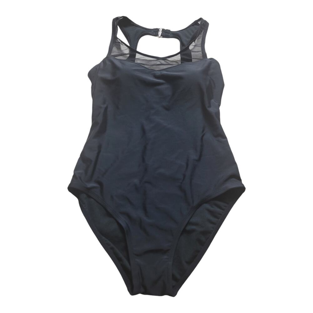 Catalina Women’s Medium 8-10 One Piece Black Swimsuit‎ Bathing Suit Sheer Mesh